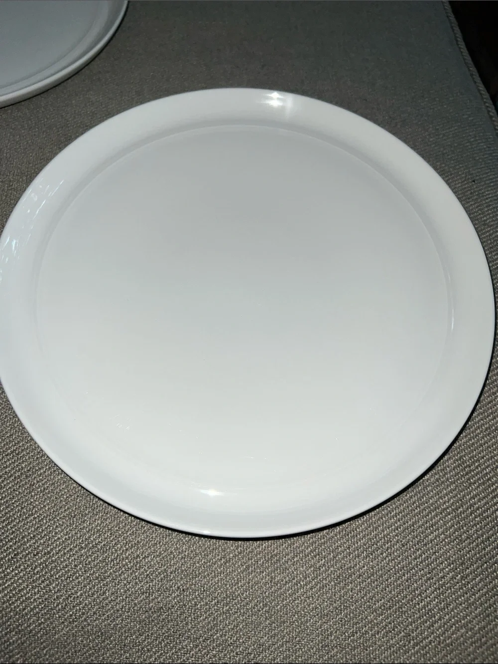 Crate & Barrel Glossy White Ceramic Dinner Plates - Set of 2